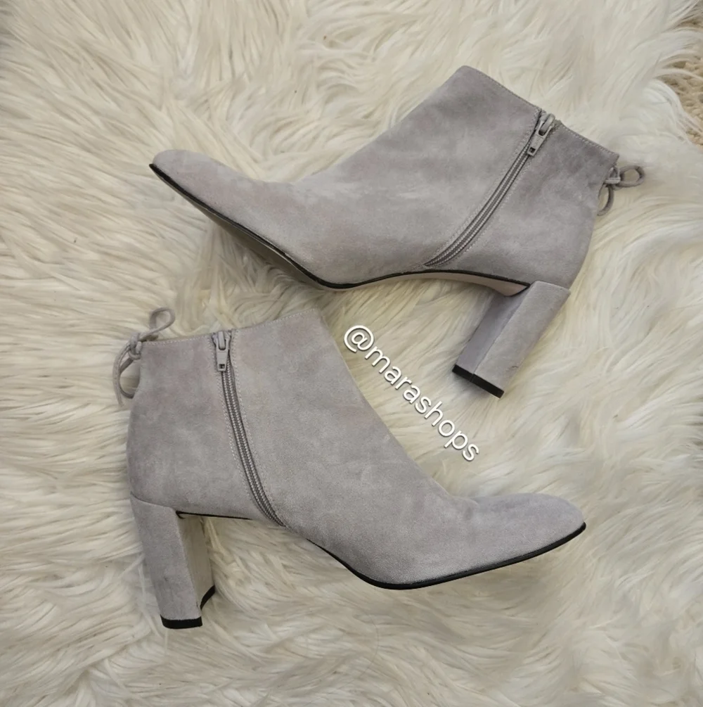 Stuart Weitzman Gardiner Gray Suede Ankle Boot